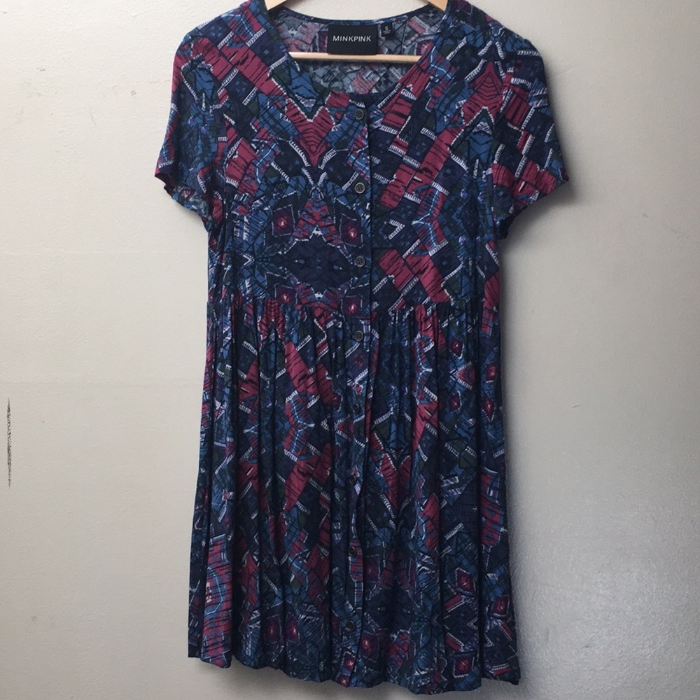 🌺🌸 Women’s UO Pleated Tribal ButtonUp Mini Dress - Picture 10 of 12